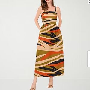 Sam And Jess Womens Sleeveless Abstract Maxi Dress SZ XS Cutout Tie Back New